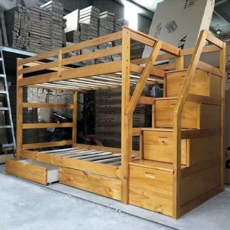 B165 Oak : Giường 2 Tầng Liên Hợp + Hộc Kéo